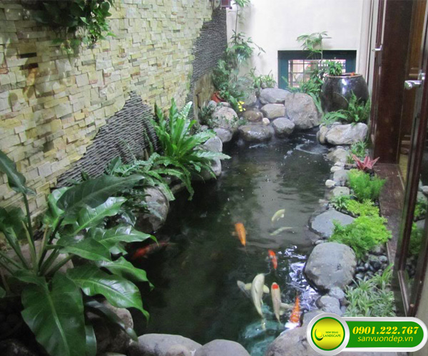 thiết kế tiểu cảnh giếng trời